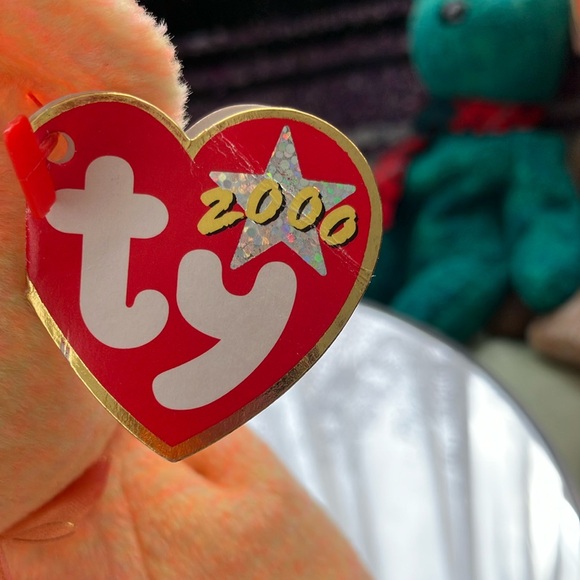 2000 Ty E Beanie baby SUNNY February 13, 2000 pale Orange/Yellow Mesh ribbon - Picture 5 of 12